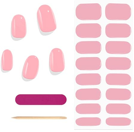 Láminas para uñas, 16 unidades, color rosa jalea, autoadhesivas, resistentes a los rayos UV, decoración de diseño de uñas, accesorios de diseño de uñas, pegatinas de gel semicurado para uñas caseras