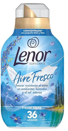 Lenor Aire Fresco Suavizante Para Ropa Frescor Alpino 36 Lavados, 504ml, Frescor Resistente Al Secar En Ambientes Húmedos O Al Sol Intenso