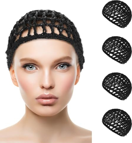 JYNXOR 4 Piezas Redecilla para el Cabello, Mallas Elásticas para el Pelo, Accesorio para el Pelo para Mujer, Red de Pelo para Dormir, Redecilla para Cabello para Ballet y Baile, para Ducha, Maquillaje