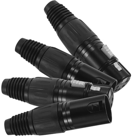 Hoement 4 pièces Connecteur XLR Broches Noir Cuivre Argenté Mâle et Femelle pour Microphone Audio Adaptateur Stable et Conductivité Améliorée Compatible Multi-appareils