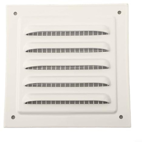Helilyco Griglia di copertura quadrata in metallo bianco con rete di nylon, per pareti e soffitti interni o esterni, 165 x 165 mm (350 x 350 mm)