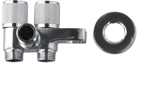 BlesConi Válvula de ángulo de aleación de zinc, válvula de doble salida G1/2 pulgadas para cabezal de ducha, inodoro, fregadero y lavabo (cromado)