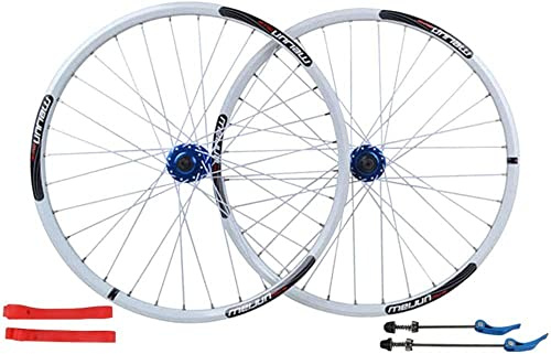 SXSHEYS Set di Ruote per Bicicletta da 26 Pollici, Doppio Cerchio in Lega Q/R MTB 7 8 9 10 velocità Bici 32H Ruota Anteriore Posteriore Strada (Colore: Bianco, Misura 26 Pollici)