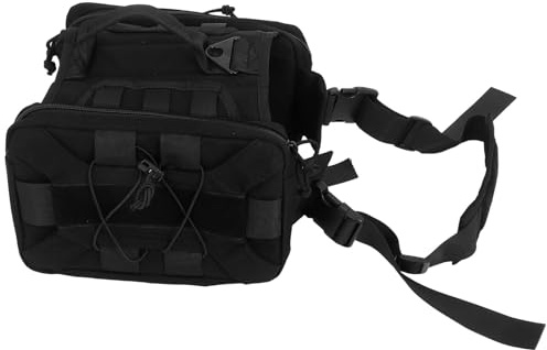 DECOMELODY Sacoche à Dos pour Chien de Grosse Taille avec Compartiments Latéraux en Nylon Noir Sacoche de Selle Légère et Réglable pour Randonnée Chasse et Transport Harnais de Randonnée