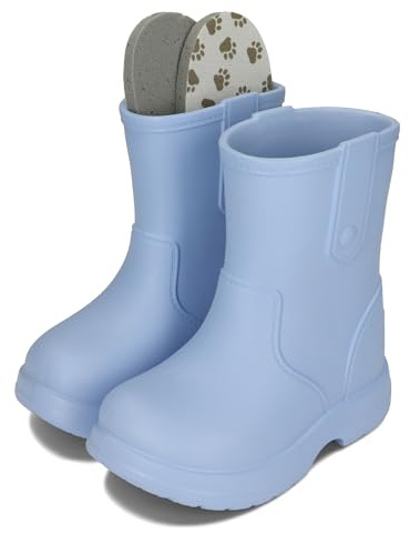 BeKiddy Stivali di gomma per bambini in EVA, leggeri, impermeabili e antiscivolo, con soletta, 22/23-34/35, azzurro, 34/35 EU