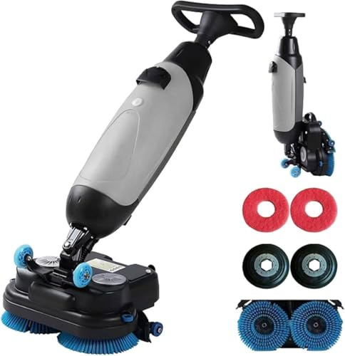 Commercial Walk-Behind Floor Scrubber & Buffer Machine, Dual Brush, 43cm Cleaning Width, Electric Polisher for Wood, Tile, Terrazzo, PVC, Marble Floors