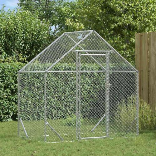 Gabbia per pollo resistente alle intemperie in acciaio zincato come recinto esterno per pollaio con dimensioni 170 x 100 x 177 cm