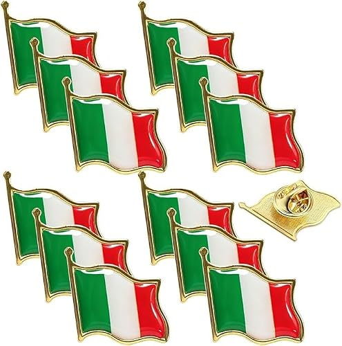 LAKVIL 12 piezas de pines de bandera de Italia, pin de solapa patriótico nacional, insignia de metal esmaltada para hombreras y solapas
