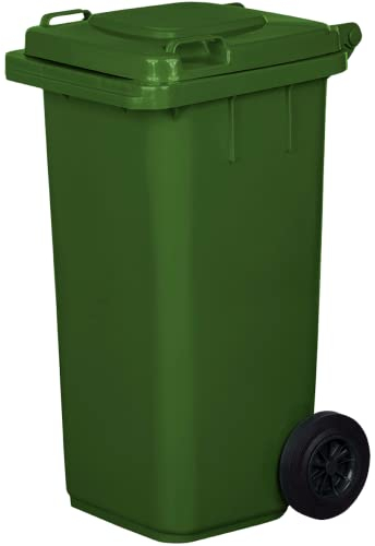 JESTIC Poubelle à roulettes avec roues en caoutchouc pleines pour les déchets et le recyclage Tri Selectif garage Haut XXL (120 Litres, Vert)