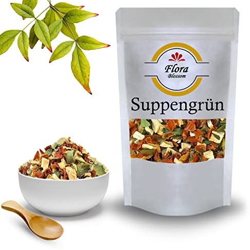 100g Suppengrün von Flora Blossom | Suppengewürz Hocharomatisch Suppengemüse Getrocknet und Geschnitten Ideales Gewürz zum Kochen | Natürlich Ohne Zusätze