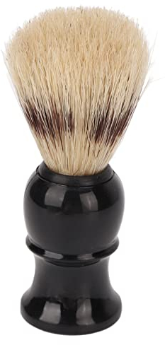 Rasierpinsel, Rasierbürste, Tragbare Bartpflege Schäumende Bartreinigungsbürste, Herren mit Weichen Borsten und Holzgriff, Zweischneidiges Rasiermesser, Schwarz