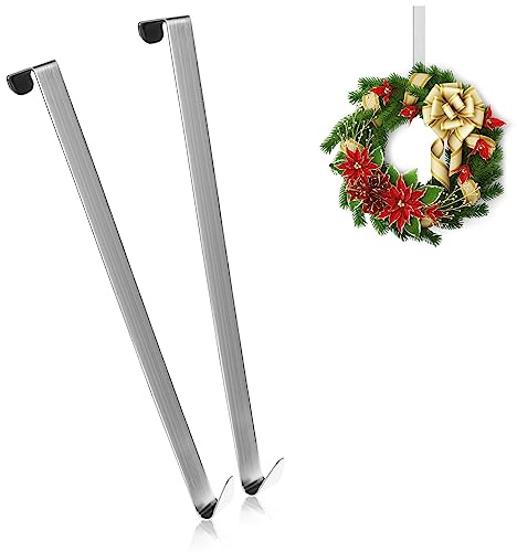com-four® 2x crochets de porte en acier inoxydable - crochets de 27 cm pour couronnes de porte et décoration - cintres pour portes extérieures - patères à suspendre