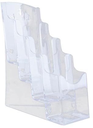 MagiDeal Présentoir de brochures en acrylique, porte-documents cadeaux, porte-documents, porte-revues pour réception de brochures, A6 4 niveaux