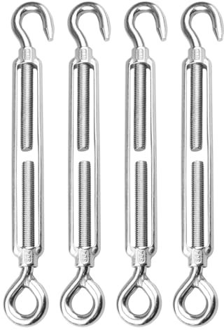 AOKOLL 1/2 Inch Turnbuckle Hook & Eye M12 Turnbuckles for Wire Rope Tension, 304 Stainless Steel