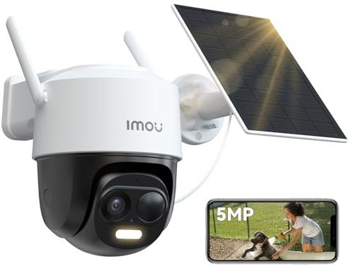 Imou 5MP Telecamera WiFi Esterno Senza Fili con Pannello Solare, Videocamera Sorveglianza Wi-Fi Esterno a Batteria 5000mAh, Rilevamento PIR&Umano, Visione Notturna a Colori, Audio Bidirezionale, IP65