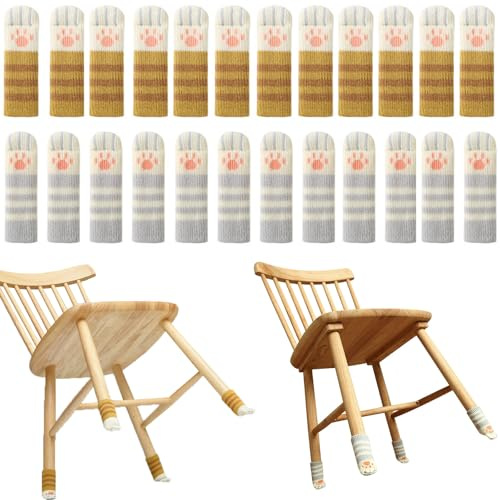 lurora2021 24 Pièces Chaussettes Chaise en Forme Chat Mignon Protege Pied de Chaise Chaussettes Meubles en Tissu Élastique Tricotage Protection Pied de Chaise pour Table,Bureau,Canapé,Lit,Armoire