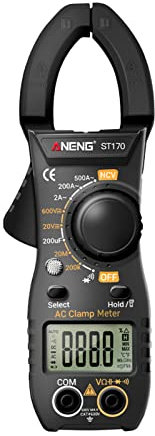 ST170 Smart Clamp Meter 1999 Counts Auto-ranging Digital Multimeter LCD Screen AC DC Voltage AC Current Tester LED Flashlight NCV Induction Voltage Meter Resistance Capacitance Diode Testing