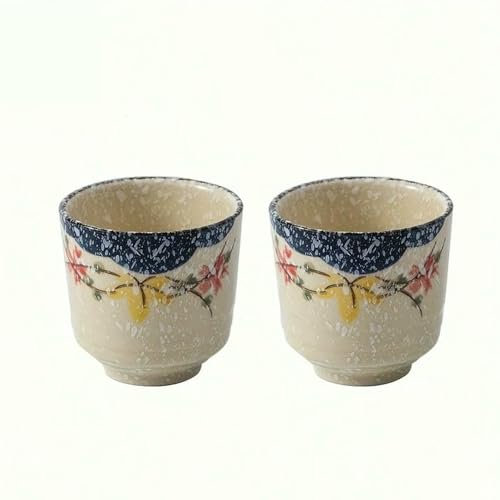 DHGLX 2 Piezas, Tazas de té de 5 oz, Taza de té China de cerámica, Tazas de té japonesas, Tazas de té de Porcelana asiática, Taza de cerámica sin asa para té Matcha