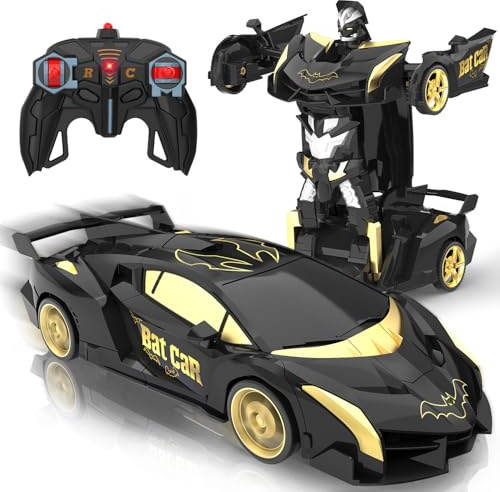 Mieryd Voiture Télécommandée Bat Jouet Enfant 3 4 5 6 7 8 9+ Ans, 2 en 1 Transformable Radiocommande RC Robots, 360°Rotation Voiture de Course Jeux Extérieur Fille Garcon Cadeau Anniversaire Noël