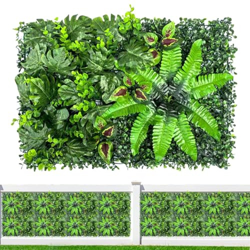 Telón de fondo de pared de plantas artificiales, valla de privacidad, panel de pared de seto artificial, para restaurante, jardín, patio, centro comercial, cafetería, de boda