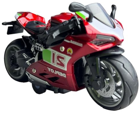 YORISMAL Motocicleta de aleación de metal realista modelo de juguete en caja transparente para regalo de cumpleaños y ocasiones especiales (rojo)