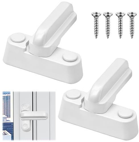Pack de 2 cerraduras para ventanas de aleación de aluminio para ventanas y puertas de UPVC, cerraduras de seguridad duraderas, instalación fácil para mayor protección y buzón (Blanco)