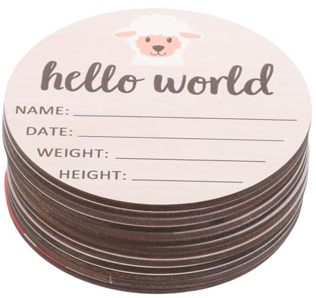 SHINEOFI Cartes D'étapes en Bois Rond pour Bébé, Accessoires Photo pour Shower, Enregistrement de Jalons Mensuels, Présent pour Nouvelle Maman