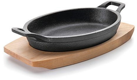Lacor 25883 - Casserole Ovale avec Base Magma de 21,7 x 15 cm en Fonte, Couleur Noire