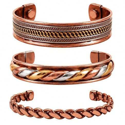 Touchstone Bracciale buddha spirituale indiano tibetano tre gioielli in rame rame ottone guarigione pace chakra yoga meditazione mantra gioielli per donna Copper 1
