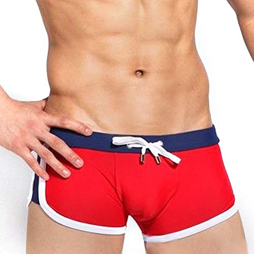 Jeylly Men's Swimming Shorts, Sexy Sport Brief Surfing Swimwear Shorts Summer Swimming Boxer Trunks Red