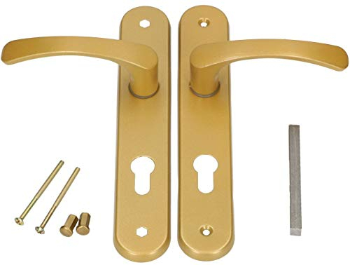 KOTARBAU® Türgriff 90 mm Links Rechts für Profilzylinder Gold Türgarnitur Türbeschlag Türdrücker Türklinke Drückergarnitur Zimmertür Klinke Alu