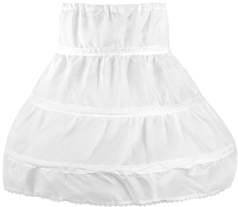 NUOBESTY 1 falda de aro para niñas, enagua blanca con 3 aros, enagua de crinolina para fiesta de niñas, falda de princesa velada, 18.5 pulgadas