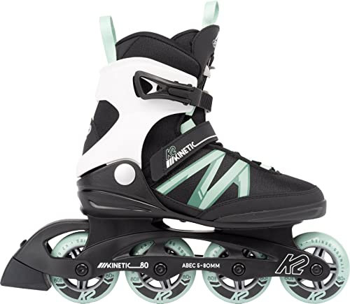 K2 Skate Damen Kinetic 80 Pro Inlineskates, Schwarz_Salbeigrün, 7