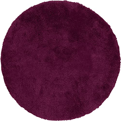 Erwin Müller Badematte, Badteppich Kefalonia rutschhemmend Beere Größe rund: 80 cm Ø - für Fußbodenheizung geeignet, dichter, Flauschiger Floor (weitere Farben, Größen)