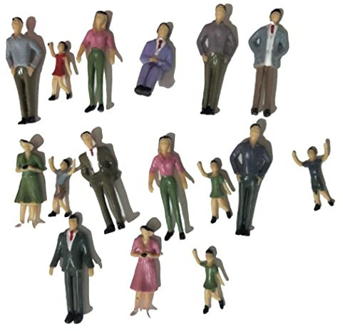 DAZZLEEX Modellfiguren, 50 Stück Maßstab Kunststoff Modelle 1:32 Personen sitzend stehende Figuren Kunststoff