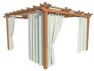 HOME DEKO Terrassenvorhang, Wasserdichter Gartenvorhang für Terrasse, Balkon, Pergola & Pavillon, Schlaufen mit Klettverschluss, Schutz vor Sonne, Regen & Wind, Hellgrau, 220 x 155 cm, 2 Stück