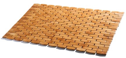 GOBAM Rollable Bamboo Bathroom Floor Mat - Non-Slip Bathtub Mat for Spa, Sauna, Kitchen, Outdoor Shower, RV, Water-Resistant Wooden Shower Mat - Natural, 23.6 x 15.7 inch