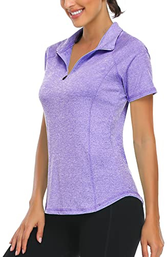 Syphiby Ladies Summer Short Sleeve Golf Sport Gym Tops Womens Polo Shirts