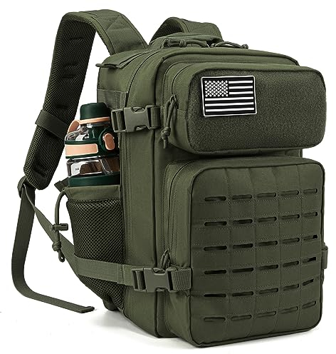 QT&QY 25L Militärische taktische Rucksäcke für Männer Motorrad Armee Laser Cut Molle Daypack kleiner Überlebensrucksack Tasche Fitnessstudio Rucksack mit doppelten Becherhaltern medizinischer Rucksack