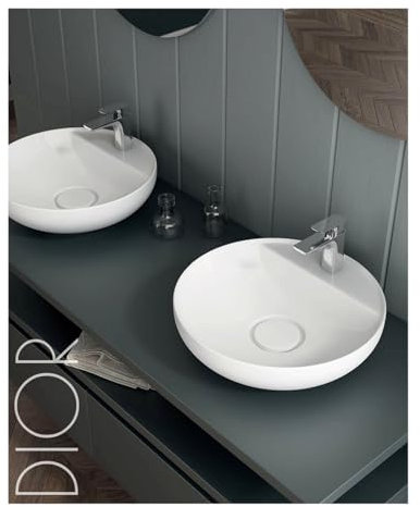 Aufsatzwaschtisch, Keramik, rund, Durchmesser 42 cm, Weiß glänzend LPP