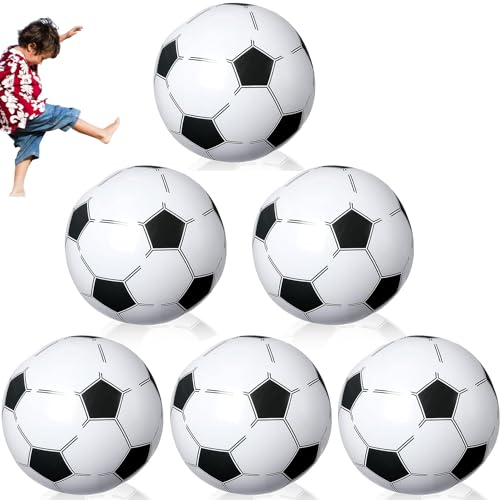 Norhogo 6pcs Wasserball aufblasbar Wasserspielzeug, 30 cm Robuster Aufblasbarer Ball Fußbälle für Pool Fußball Wasserball für Sommer Strand Schwimmen Pool Sport Spiel Party Supplies Schwarz