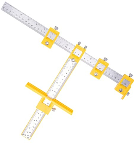 Trintion Punch Locator Drill Guide Woodworking Drill Guide Tool Cabinet Sleeve Hardware Jig ABS Plastic Wood Drilling Dowelling Hole for Installation of Handles Knobs Doors Drawer Pull (Yellow)