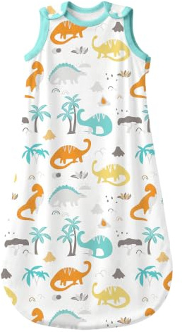 Mosebears Baby sleeping bag for summer spring,animal cartoon washable blanket 1.0 tog for baby,sleeping bag without sleeves(Dinosaur,XL(18-24 months))
