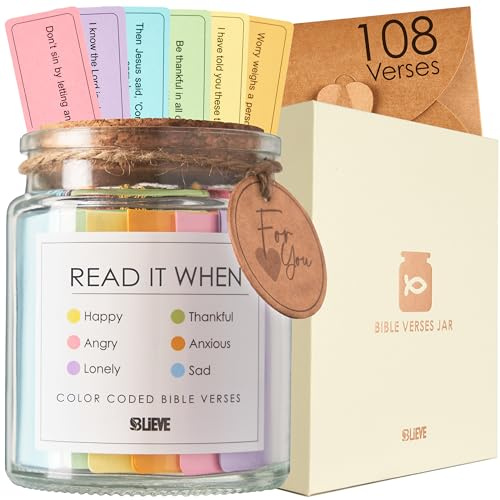 BLIEVE- Read Me When Bible Verses Jar For Daily Encouragement - Easter Basket Stuffers, Birthday Gifts, Inspirational Christian Gifts, Christian Easter Gift For Daughter & Son (Original-Beige)