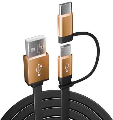 Replacement USB Charger Cable Wire Compatible with Amazon Kindle E-Reader Paperwhite/Fire/Oasis Tablet/Fire Stick/4K Max / 4K+/Lite HD/NOW TVs - 2-in-1 Micro USB & Type-C Connector