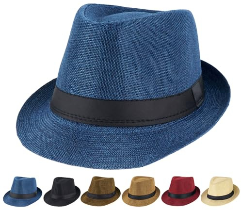 Initlove Chapeau Fedora unisex classique Panama chapeaux à bord court Trilby, taille unique
