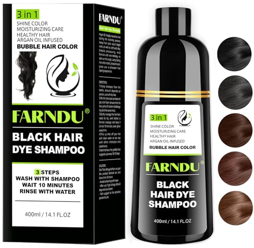 Schwarzes Haarfärbe Black Hair Dye Shampoo, 3 in 1 Haarfärbeshampoo für Männer Frauen zur Abdeckung grauer Haare