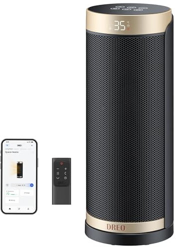 Dreo 2000W Smart Space Heater for Bedroom, 16 Inch Portable Heaters with 70°Oscillation, Electric Heater, with Thermostat & Remote, 3-Mode 3-Speed, 12H Timer for Office Home, Solaris Slim H3S