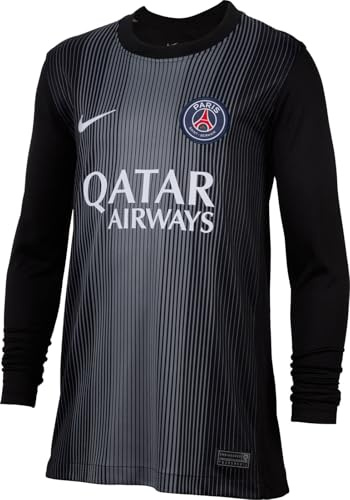 Paris Saint-Germain 2025/26 Stadium Goalkeeper Nike Dri-Fit Replica Langärmliges Fußballtrikot Für Ältere Kinder, Schwarz/Smoke Grey/Weiß, HJ5267-010, M