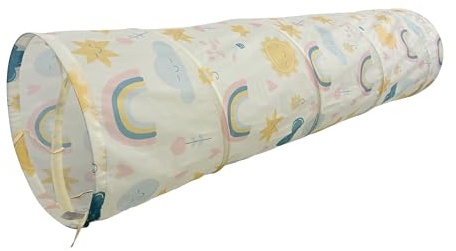Relaxdays Spieltunnel Regenbogen, farbenfroher Krabbeltunnel, Kinder, BxD: 180 x 45 cm, Pop-up Tunnel, Polyester, bunt
